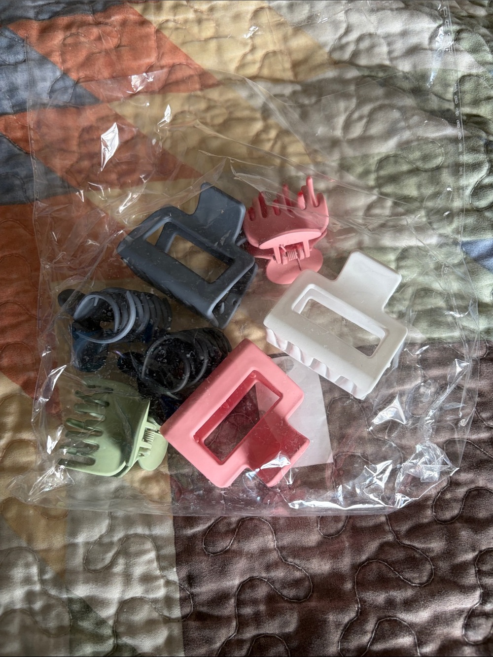 Assorted Matte Square Hair Claw Clips - Pink, White, Gray, Green, Black